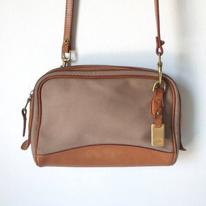 Dooney & Bourke Tan Crossbody Bag Khaki Leather Fabric Adjustable Strap